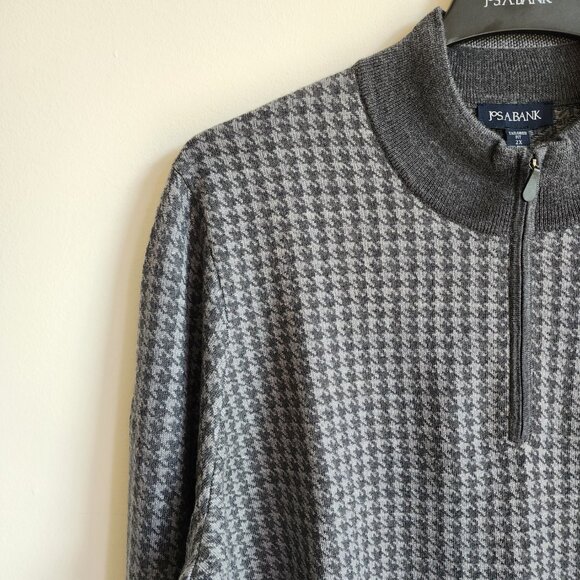 2XL Sweater Gray Jos A Bank Mock Neck Quarter Zip Mens New Merino Wool Blend Nwt - Picture 12 of 17